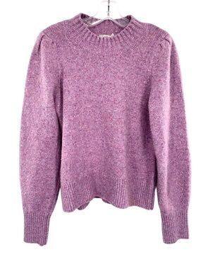Faherty Boone Merino Wool & Alpaca Blend Puff Sleeve Sweater in Lavender Frost